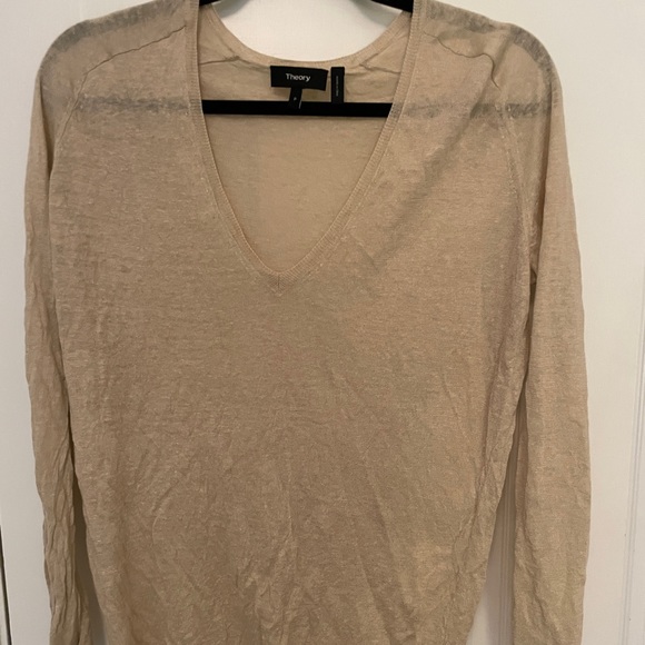 Theory gold linen blend top. Size P - Picture 3 of 4